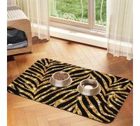 Gold Zebra Animal Print,Waterproof Pet Feeding Mat,PU Leather Placemats for Cat Dog Water Bowl,Food Mats,30x45cm