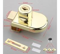 Gold Zinc Alloy Glass Door Lock Latch with Integral Knob and 2 Keys for Display Case or Wine Cellar, Secure Elegant Design, Size 1# Gold