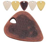 Gold Zinc Alloy Guitar Picks 6pcs Lightweight Plectrums | Protect Fingers, for Electric and Acoustic Use, Compact Set of Six, Brass-tone Finish Random Color