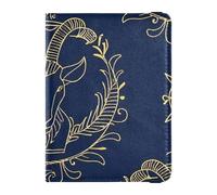 Gold Zodiac Sign Aries Navy Blue Leather Passport Holder Cover for travel Vaccine Card Holder Cover Combo Passport Case Travel Documents Wallet for men Waterproof, gold zodiac sign Aries navy blue, 1,