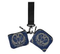 Gold Zodiac Sign Aries Navy Blue Women's Change Wallet Card Cases Small Portable Credit Card Wallet Case with Wristlet Strap for Lady 2 Packs, gold zodiac sign Aries navy blue, 1 size, Casual, Gold
