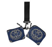 Gold Zodiac Sign Aries Navy Blue Women's Wallets Card Cases Mini Fashion Coin Purse Wallet Bag with Zipper Pocket for Travel 2 Pcs estuche para tarjetas de credito, gold zodiac sign Aries navy blue