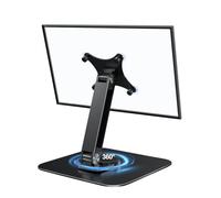 Golday 75x75mm VESA Monitor Mount Stand, M4 Anti-Loss Screws, Aluminum Alloy Base, Fits 7"-17.3" Monitors, Silver Foldable Portable Lay Flat Monitor Stand