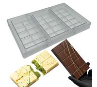 Goldbaking Polycarbonate Mold For Dubai Bars Large Chocolates Making 3-Cavities Deep Filled Break Apart Protein Bar Molds for Dubai Candy Bars Energy Bar Maker Mould