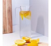 GOLDBEARUK Square Plastic Pitcher Fridge Jug with Lid - 1.1 Litre Carafe