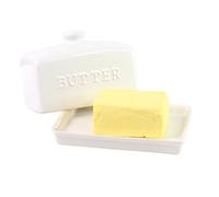 GOLDBEARUK Traditional Butter Dish White Ceramic Classic 2 Piece Design