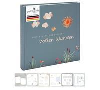 goldbuch 15 512 Baby Album Full of Wonder Meadow with Flower Motif, Linen Texture Photo Album with 58 White Blank Pages, Glassine & 4 Illustrated Pages, Album, Paper, Approx. 30 x 31 x 4 cm, Sage