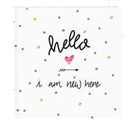 goldbuch 27319 Baby Photo Album Hello I am New Here, 30 x 31 cm, Baby Album with 60 Pages, Glassine Dividers, Photo Album with Art Print, Photo Book White/Gold