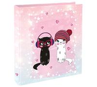 goldbuch 35 299 Folder Music for Cats, Lever Arch File 28.5 x 32 x 5 cm, Art Print Stapler with Lever Mechanism, Pink Cats Design, Book Folder for Girls and Boys