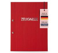 Goldbuch 36001 Certificate Folder Colours, Certificate Folder DIN A4, Document Folder with Screw Closure and 12 Transparent Pockets, Expandable Folder with Linen Texture Cover, Organ Folder Red, 31 x