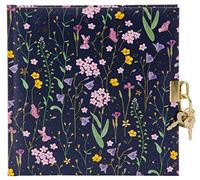 goldbuch 44 154 Meadow Miracles Blue Diary with Flower Design, Notebook with Lock and 2 Keys, Dimensions 16.5 x 16.5 x 1.5 cm, Journal 96 White Pages, Cover Art Print, Book for Notes in Blue