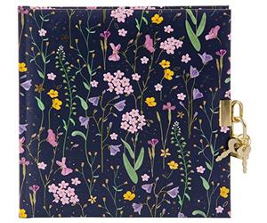 goldbuch 44 154 Meadow Miracles Blue Diary with Flower Design, Notebook with Lock and 2 Keys, Dimensions 16.5 x 16.5 x 1.5 cm, Journal 96 White Pages, Cover Art Print, Book for Notes in Blue