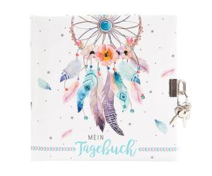 goldbuch 44 205 Diary Dream Catcher Children's Diary with 96 White Pages Notebook Lockable Children's Journal with Lock & 2 Keys Cover with Art Print Approx. 16.5 x 16.5 cm, White