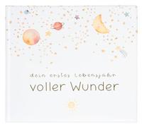 goldbuch 50 498 Baby Diary Full of Wonders Space White, Memory Album with 100 Illustrated Pages, Cover with Gold Embossing and Night Sky Motif, Baby Album Approx. 24.5 x 22.5 x 3.5 cm