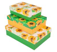 goldbuch 85 548 Sunflower Cardboard Box Set 3-Piece Set with Sunflower Pattern, Set of 3 Storage Boxes in Various Sizes, 3 Decorative Boxes Made of Art Print with Relief and Gold Embossing