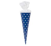 goldbuch 93 010 Sibling Bag Stars, School Cone Made of Lacquered Cardboard with Star Pattern, Gift Packaging with White Felt Closure (without Fastening Strap), Round Sweets Bag, Length 35 cm, Diameter