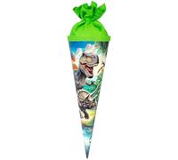 goldbuch 93 157 School Bag for Brothers and Sisters Dinosaur Design Lacquered Cardboard Gift Packaging with Green Felt Closure (No Closing Tape) Round Sugar Bag Length 35 cm