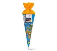 goldbuch 93070 sibling school cone with world map motif, sugar cone 35 cm, school cone made of lacquered cardboard, gift packaging for many occasions, sibling bag for school enrolment