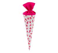 goldbuch 93426 Siblings Bag 35 cm Boys & Girls School Cone, Sugar Bag with Melon Motif, Gift Bag Made of Varnish Cardboard with Felt Closure, for First Day at School, Approx. 35 x 11.5 cm