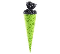 goldbuch 93551 School Cone with Dots and Star Pattern, Siblings School Cone 35 cm, Green/Black, Gift Packaging for Many Occasions, for First Day of School and Back to School