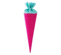 goldbuch 93554 Fabric School Cone with Polka Dots and Star Pattern, Sugar Bag, 35 cm, School Cone for Back to School and Back to School, Various Occasions, Gift Wrapping, Siblings Bag, Pink/Turquoise