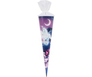 goldbuch 97579 Unicorn School Cone, Sugar Cone with Unicorn Motif, 70 cm, Gift Bag with Felt Closure, Sibling Bag, Gift Packaging for Many Occasions, Made from Reinforced Lacquer Cardboard