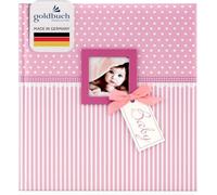 Goldbuch Baby Album with Window Cut-Out, pink, 30x31 cm | Photo book with 62 white pages, 4 illustrated and 58 blank, album with glassine dividers, art print hard cover, pink