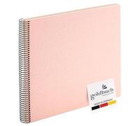 goldbuch Bella Vista 25 322 Spiral Photo Album 35 x 30 x 1.5 cm Diameter 2.8 cm Photo Album 40 White Pages Linen Photo Book for Pictures and Photos to Stick in Rose