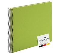 goldbuch Bella Vista 25 362 Spiral Photo Album 35 x 30 x 1.5 cm Diameter 2.8 cm Photo Album 40 White Pages Linen Photo Book for Pictures and Photos to Stick in Green