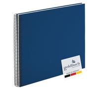 goldbuch Bella Vista 25 376 Spiral Photo Album 35 x 30 x 1.5 cm Diameter 2.8 cm Photo Album with 40 White Pages, Linen Memory Album for Pictures and Photos to Stick in, Blue