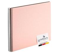 goldbuch Bella Vista 25 522 Spiral Photo Album 35 x 30 x 1.5 cm Spiral Diameter 2.8 cm Photo Album 40 Black Pages Linen Front Cover Photo Book for Pictures and Photos for Glue-In Rose