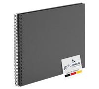 goldbuch Bella Vista 25 525 Spiral Photo Album 35 x 30 x 1.5 cm - Spiral Diameter 2.8 cm, Photo Album, 40 Black Pages, Front Cover Made of Linen, Photo Book for Pictures and Photos for Gluing, Grey