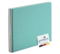 goldbuch Bella Vista 25 607 Spiral Photo Album 35 x 30 x 1.5 cm Diameter 2.8 cm Photo Album 40 White Pages Linen Photo Book for Pictures and Photos for Glue-In Aqua