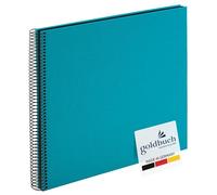 goldbuch Bella Vista 25 963 Spiral Album, Photo Album 35 x 30 x 1.5 cm - Spiral Diameter 2.8 cm, Photo Album with 40 Black Pages, Linen Memory Album, Photo Book for Glue-In Pictures, Turquoise