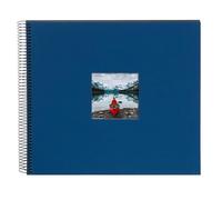 goldbuch Bella Vista 25 975 Spiral Album with Picture Cut-Out, Photo Album 35 x 30 x 1.5 cm - Spiral Diameter 2.8 cm, Linen Memory Album, 40 Black Pages, Photo Book for DIY Design, Blue