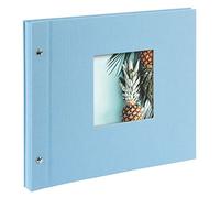 goldbuch Bella Vista 26 729 Screw-On Photo Book, 30 x 25 x 2 cm, Photo Album 40 Black Pages, Canvas Cover, Photo Album with Window Cut-Out, Photo Book Sky Blue
