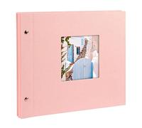 goldbuch Bella Vista 26722 Screw-In Photo Album 30 x 25 cm 40 Black Pages with Glassine Dividers Expandable Album Linen Photo Book Rose
