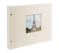 goldbuch Bella Vista 26723 Screw-In Photo Album 30 x 25 cm 40 Black Pages with Glassine Dividers Expandable Album Canvas Photo Book Sand Grey