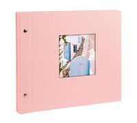 goldbuch Bella Vista 26822 Screw-In Photo Album 30 x 25 cm Photo Album with 40 White Pages with Glassine Dividers Expandable Album Linen Photo Book Rose
