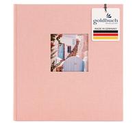 goldbuch Bella Vista 27 942 Photo Album with Picture Cut-Out Rosé, Memory Album in Format 30 x 31 cm, Photo Album 60 Black Pages with Glassine Dividers, Photo Book with Linen Cover, Baby Pink