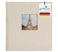 goldbuch Bella Vista 27 943 Photo Album with Picture Cut-Out Sand Grey, Memory Album in Format 30 x 31 cm, Photo Album 60 Black Pages with Glassine Dividers, Photo Book with Linen Cover, Grey