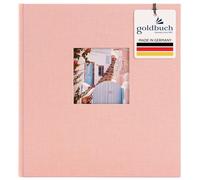 goldbuch Bella Vista 27722 Photo Album 30 x 31 cm Photo Album 60 White Pages with Glass Dividers Linen Photo Book Pink