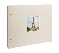 goldbuch Bella Vista 28523 Screw-In Photo Album 39 x 31 cm with 40 Black Pages with Glassine Dividers Expandable Album Canvas Photo Book Sand Grey