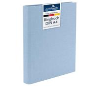 goldbuch Bella Vista 37 729 Ring Binder A4 Sky Blue, Folder Dimensions 32 x 27.5 x 4.5 cm, Stapler with 4-Ring Mechanism and Clamping Clip, Ring Binder Format DIN A4, Linen Cover, Blue Folder