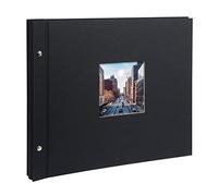 goldbuch Bella Vista 39 x 31 cm 40 White Pages with Glass Dividers, Expandable Album with Canvas Photo Book - Black - 28897