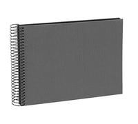 goldbuch Bella Vista, Linen Memory, Spiral Bound, 40 Pages, Book for Gluing, Photo Album, Canvas, Grey (Black Sides), ca. 24 x 17 x 2,8 cm