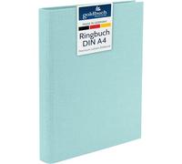 goldbuch Bella Vista Photo Ring Binder 26 x 32 cm Linen 37 Aqua | Photo book folder with 4-ring mechanism for A4 photo sleeves or cardboard sheets, photo ring book with aqua blue linen cover