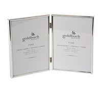 Goldbuch Frame, Silver, One Size | Picture Frame for 2 Photos 13 x 18 cm in Portrait Format, Silver Metal Portrait Frame, Frame with Glass and Stand