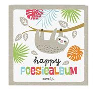 goldbuch Happylife 41 580 41580 Poetry Album with Sloth Motif Album with 96 White Pages Photo and Memory Album 16.5 x 16.5 cm Laminated Photo Book with Art Print Grey/White