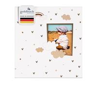 goldbuch Little Dream Baby Album with Cut-Out for Your Own Picture, Linen Texture Photo Album, 60 White, Glassine & 4 Illustrated Pages, Baby Album for Gluing, Paper, Approx. 30 x 31 x 4 cm